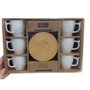 Conjunto 6 Xícaras 90ml Com Pires Cerâmica e Bambu Havana Marti Cor Branco Wellmix