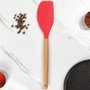 Espátula Culinária Silicone Cabo De Madeira 31cm Vermelho