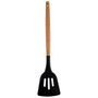 Espátula Perfurada Silicone 32cm Cabo De Madeira Preto