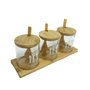 Kit 3 Potes Acrílico Com Tampa E Colher Bambu