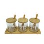 Kit 3 Potes Acrílico Com Tampa E Colher Bambu