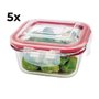 Kit 5 Potes De Vidro Hermético Quadrado 320ml Mek
