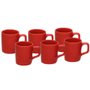 Kit 6 Mini Canecas Café Cerâmica Indian 90ml Vermelho 