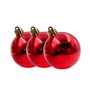 Kit Bolas De Natal Lisa Vermelho 3 Unidades 6cm