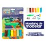 Kit Massa De Modelar 6 Cores 5 Moldes Dino