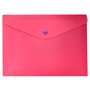 Pasta Envelope Com Botão Coração A4 Full Color Rosa Pink