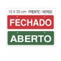 Placa Aberto/Fechado 10x30cm Verde/Vermelho