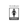 Placa Sanitário Feminino 15x20cm Preto