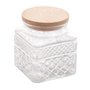 Pote Vidro Hermético Trabalhado 1,35L Tampa Bambu 
