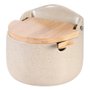 Saleiro Cerâmica Tampa De Bambu Grano 11x9,7cm Bege
