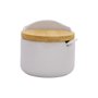 Saleiro Cerâmica Tampa De Bambu Grano 11x9,7cm Branco
