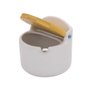 Saleiro Cerâmica Tampa De Bambu Grano 11x9,7cm Branco