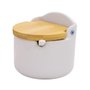 Saleiro Cerâmica Tampa De Bambu Grano 11x9,7cm Branco