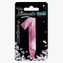 Vela Diamante Número 1 Rosa