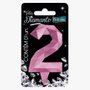 Vela Diamante Número 2 Rosa