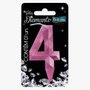 Vela Diamante Número 4 Rosa