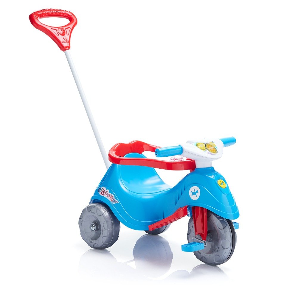 Triciclo Motoca Infantil Passeio com Empurrador Pedal Luz Som