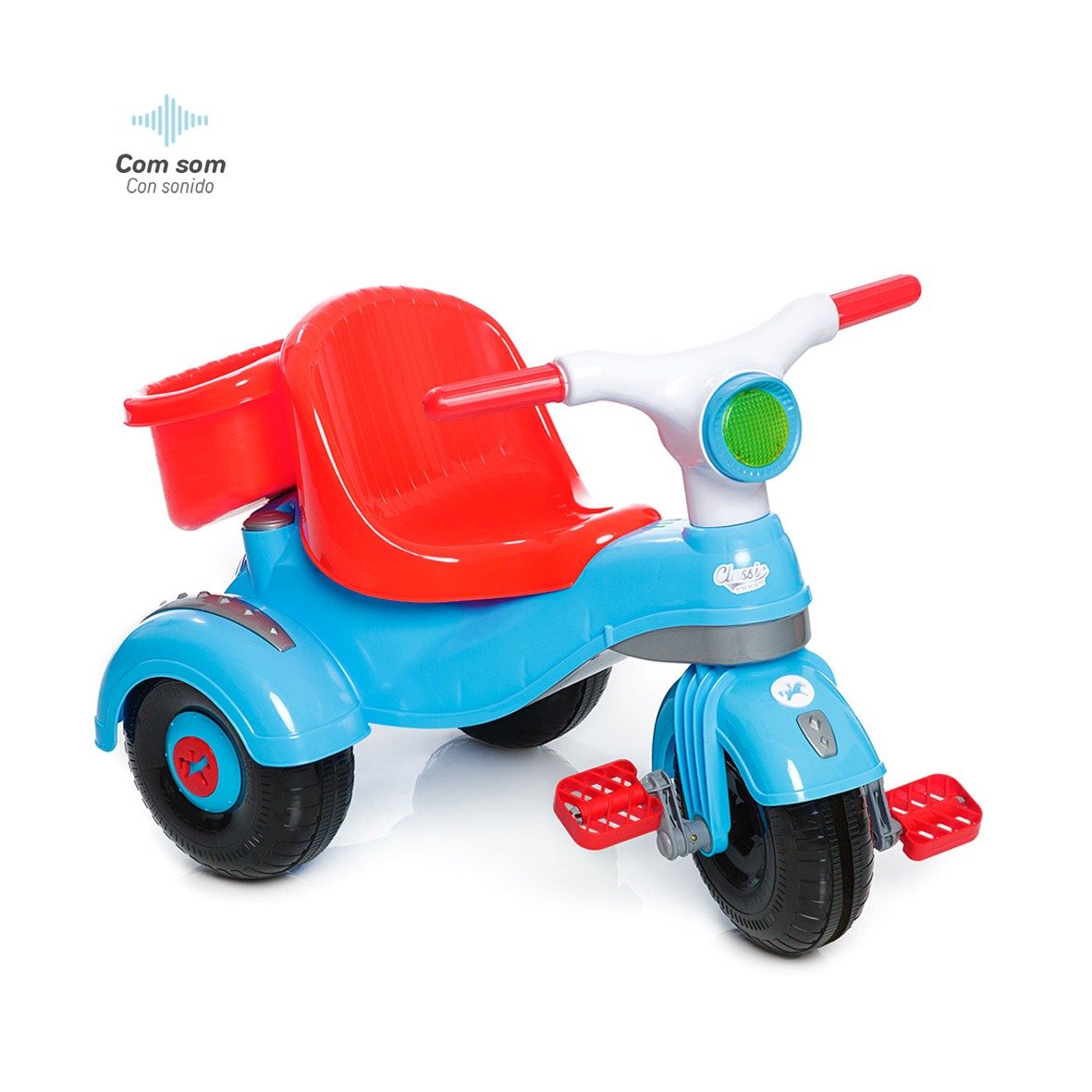 Motoca Infantil C/ Som Haste Passeio Pedal Fusca Fouks Azul