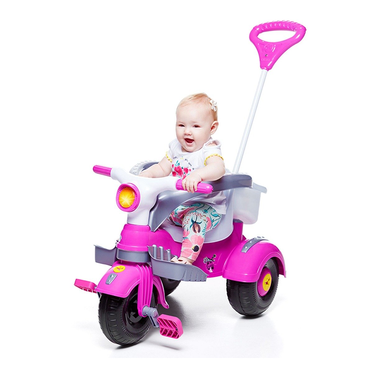 Triciclo Infantil Com Empurrador Velocita Classic Rosa - Bom Preço