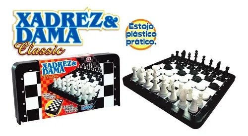 Voooti Presentes e Utilidades - XADREZ E DAMA♟♟♟♟♟ O jogo que não pode  falar na sua casa 🏠 Contem: 32 peças plásticas para xadrez, 24 peças  plásticas para dama,1 tabuleiro em cartão